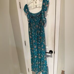 Floral Teal Maxi Dress